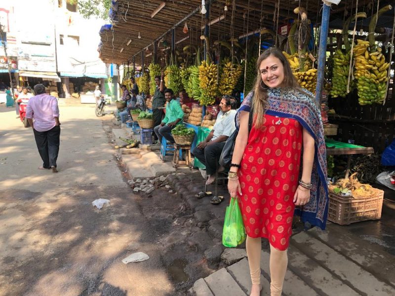 Student at Indian market.