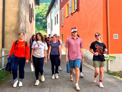 People walking in Riva San Vitale, Switzerland