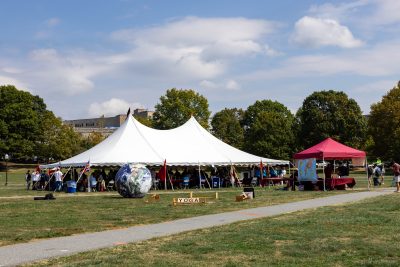 The Study Abroad Fair tents on the Drillfield